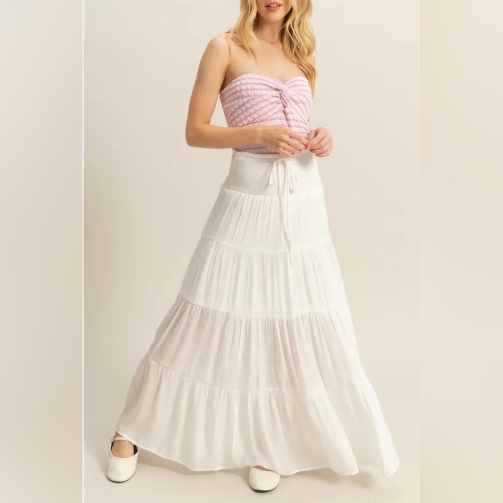 Smocked Waist Tiered Maxi Skirt - Picture 2 of 5